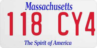 MA license plate 118CY4