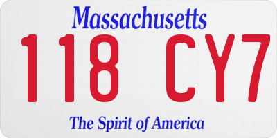 MA license plate 118CY7