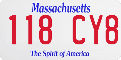 MA license plate 118CY8