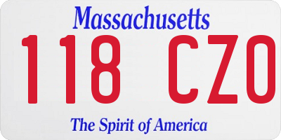 MA license plate 118CZ0