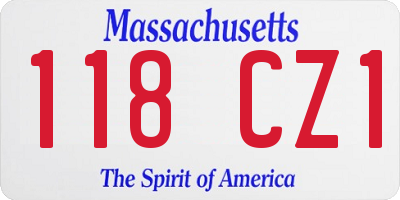 MA license plate 118CZ1