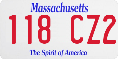MA license plate 118CZ2