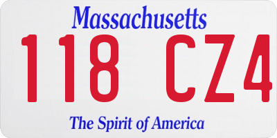 MA license plate 118CZ4