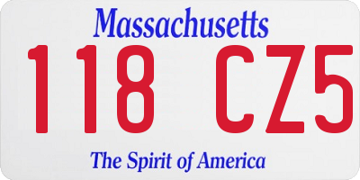 MA license plate 118CZ5