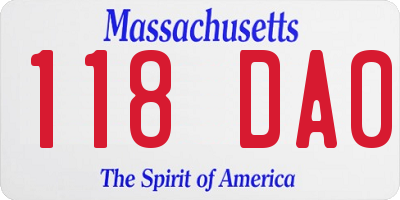 MA license plate 118DA0