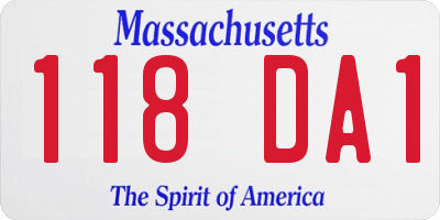 MA license plate 118DA1
