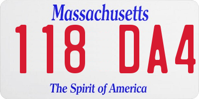 MA license plate 118DA4