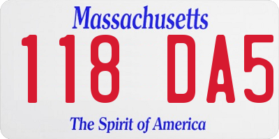 MA license plate 118DA5