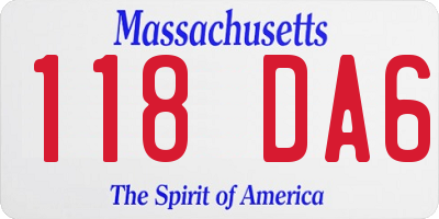 MA license plate 118DA6