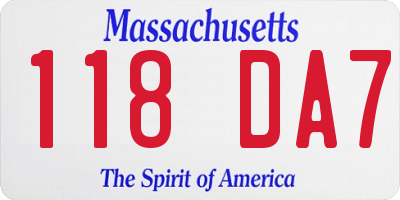 MA license plate 118DA7