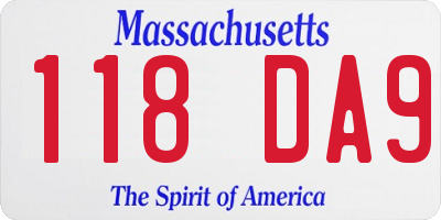 MA license plate 118DA9