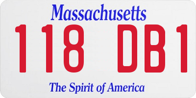 MA license plate 118DB1