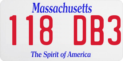 MA license plate 118DB3