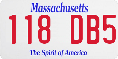 MA license plate 118DB5