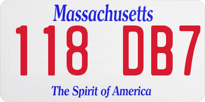 MA license plate 118DB7