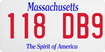 MA license plate 118DB9