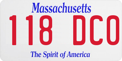 MA license plate 118DC0