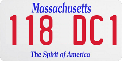 MA license plate 118DC1