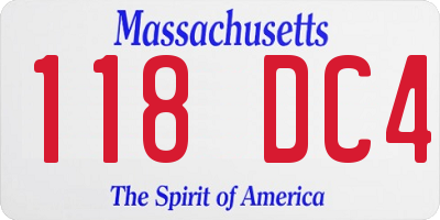MA license plate 118DC4