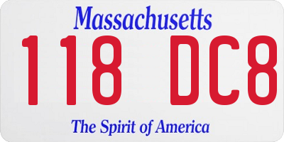 MA license plate 118DC8