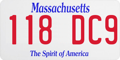 MA license plate 118DC9