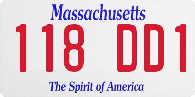 MA license plate 118DD1