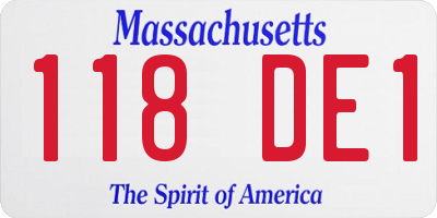MA license plate 118DE1