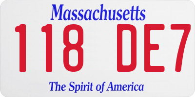 MA license plate 118DE7