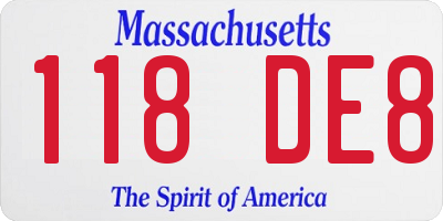 MA license plate 118DE8