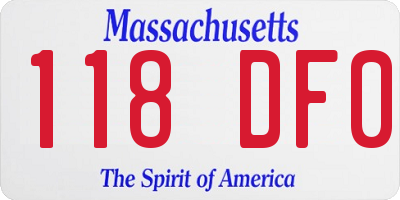 MA license plate 118DF0