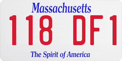 MA license plate 118DF1
