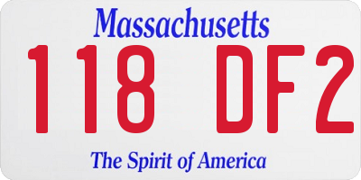 MA license plate 118DF2