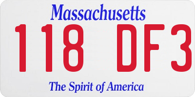MA license plate 118DF3