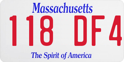 MA license plate 118DF4