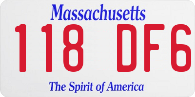 MA license plate 118DF6