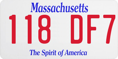 MA license plate 118DF7