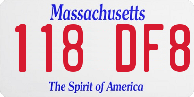 MA license plate 118DF8