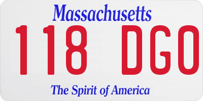 MA license plate 118DG0