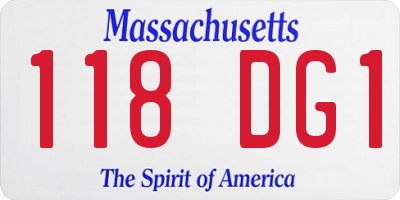 MA license plate 118DG1