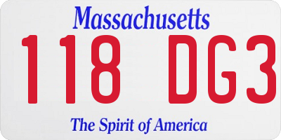 MA license plate 118DG3