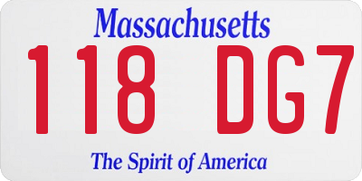 MA license plate 118DG7