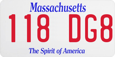 MA license plate 118DG8