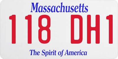 MA license plate 118DH1