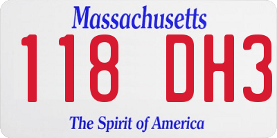 MA license plate 118DH3