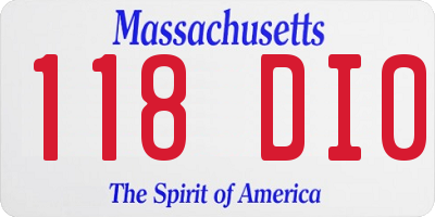 MA license plate 118DI0