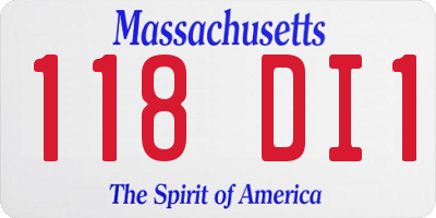 MA license plate 118DI1