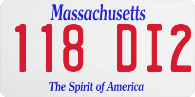 MA license plate 118DI2