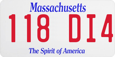 MA license plate 118DI4