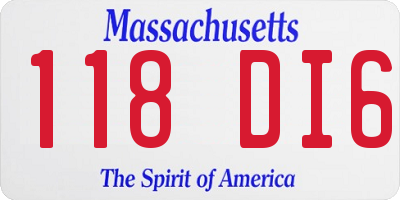 MA license plate 118DI6