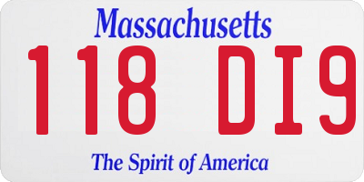 MA license plate 118DI9